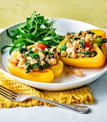 https://www.pontalo.net - Quinoa-stuffed peppers with roast tomatoes & feta