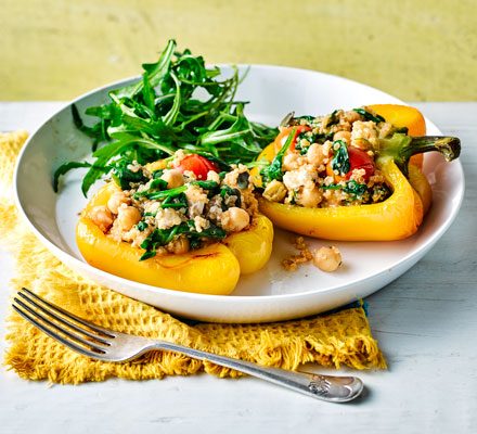 https://www.pontalo.net - Quinoa-stuffed peppers with roast tomatoes & feta