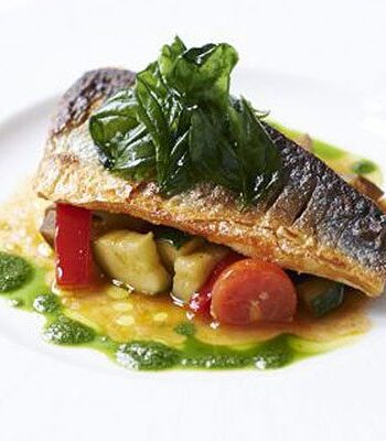 https://www.pontalo.net - Pan-fried sea bass with ratatouille & basil