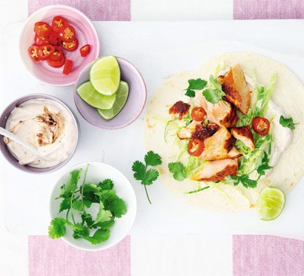 https://www.pontalo.net - Grilled salmon tacos with chipotle lime yogurt