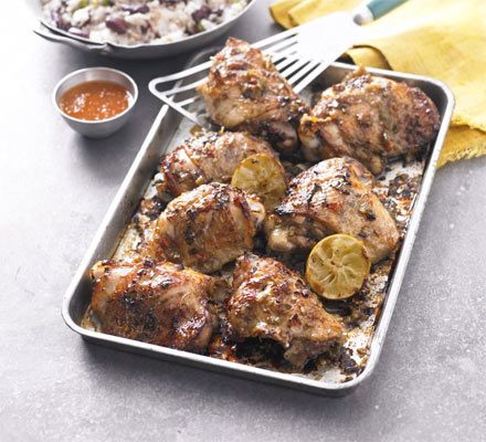 https://www.pontalo.net - Jerk chicken with rice & peas