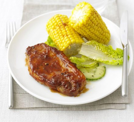 https://www.pontalo.net - BBQ pork steaks with smoky corn