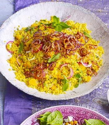 https://www.pontalo.net - Golden couscous with apricots & crispy onions