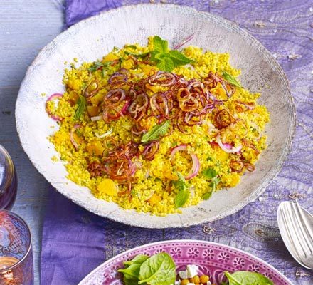 https://www.pontalo.net - Golden couscous with apricots & crispy onions