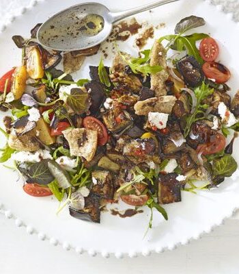 https://www.pontalo.net - Aubergine & goat’s cheese salad with mint-chilli dressing