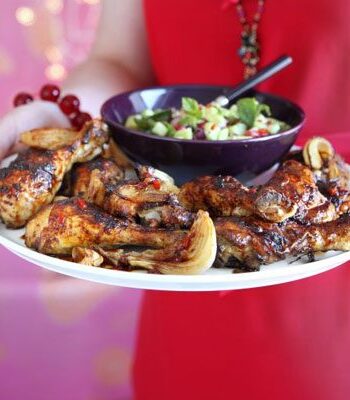 https://www.pontalo.net - Sticky chilli roast chicken with rice salad