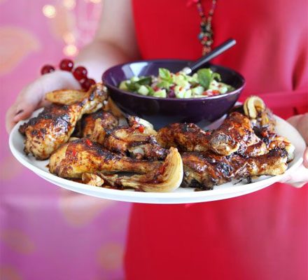 https://www.pontalo.net - Sticky chilli roast chicken with rice salad