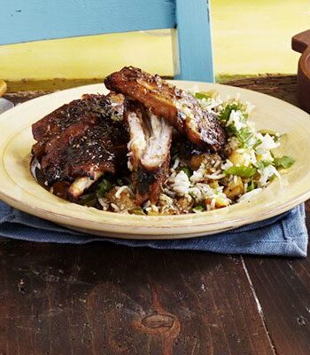 https://www.pontalo.net - Sticky jerk & brown sugar ribs with pineapple rice