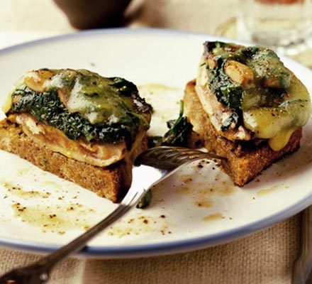 https://www.pontalo.net - Cheesy stuffed mushrooms on toast