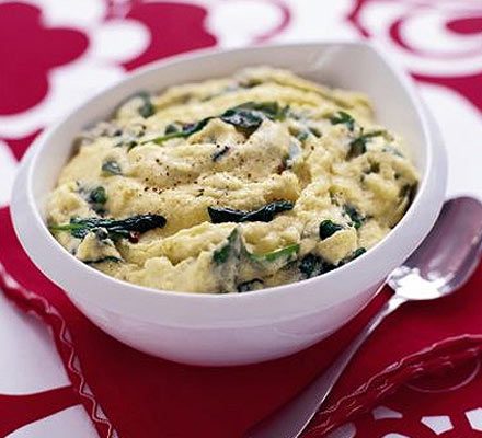 https://www.pontalo.net - Creamy polenta with spinach