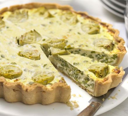 https://www.pontalo.net - Artichoke & broad bean tart with watercress pesto