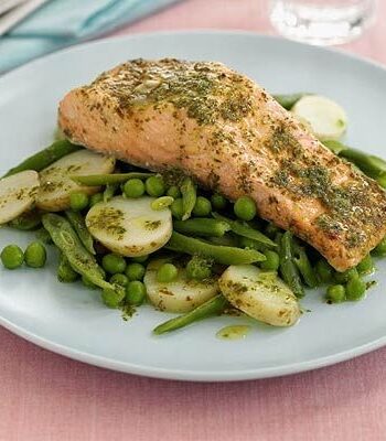 https://www.pontalo.net - Spring salmon with minty veg