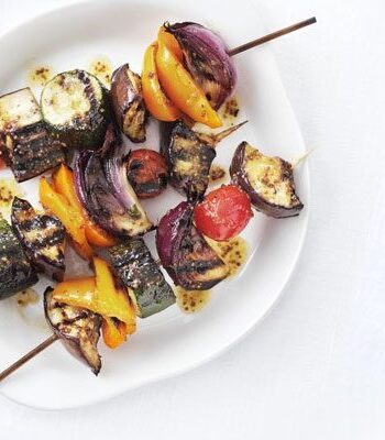 https://www.pontalo.net - Griddled glazed vegetable kebabs