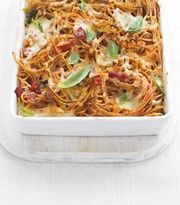 https://www.pontalo.net - Tomato & mozzarella spaghetti bake