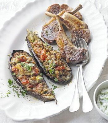 https://www.pontalo.net - Imam bayildi with BBQ lamb & tzatziki