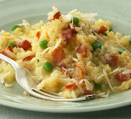 https://www.pontalo.net - Easy risotto with bacon & peas