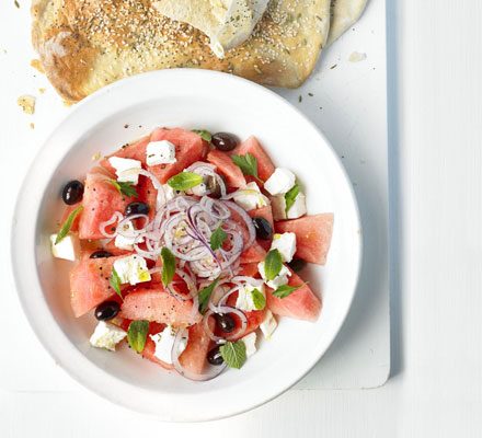 https://www.pontalo.net - Watermelon & feta salad with crispbread