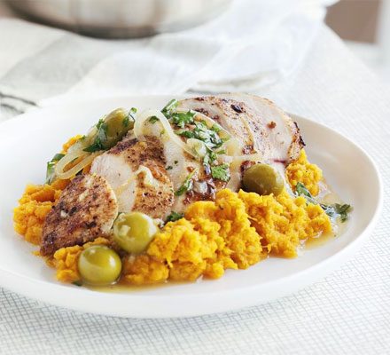 https://www.pontalo.net - Moroccan chicken with sweet potato mash