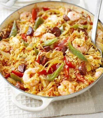 https://www.pontalo.net - Spanish rice & prawn one-pot