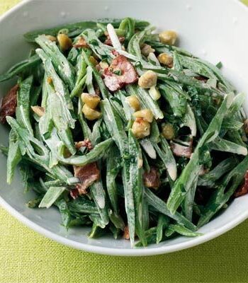 https://www.pontalo.net - Runner beans with bacon & hazelnuts