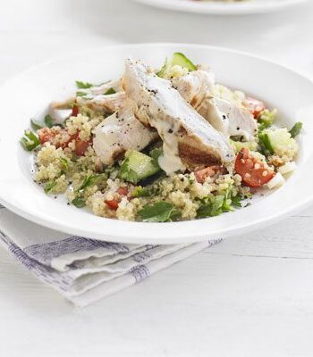 https://www.pontalo.net - Chargrilled turkey with quinoa tabbouleh & tahini dressing