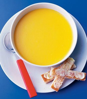 https://www.pontalo.net - Carrot & cheddar soup with toast soldiers