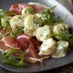 https://www.pontalo.net - Warm new potatoes with cured ham & chives