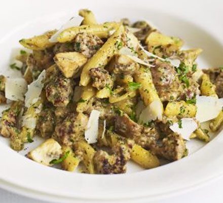 https://www.pontalo.net - Mushroom & sausage pasta