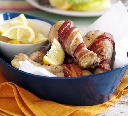 https://www.pontalo.net - Bacon-wrapped chicken drumsticks