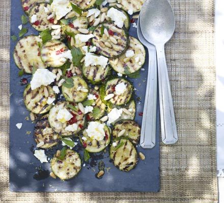 https://www.pontalo.net - Griddled courgettes with pine nuts & feta