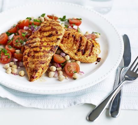 https://www.pontalo.net - Harissa chicken with chickpea salad