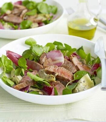 https://www.pontalo.net - Lamb steaks with artichoke salad