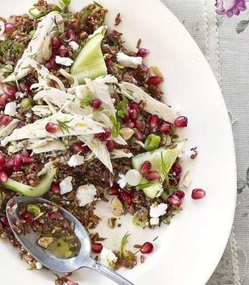 https://www.pontalo.net - Red rice & chicken salad with pomegranate & feta