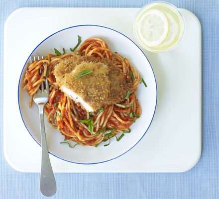 https://www.pontalo.net - Pork Milanese with spaghetti