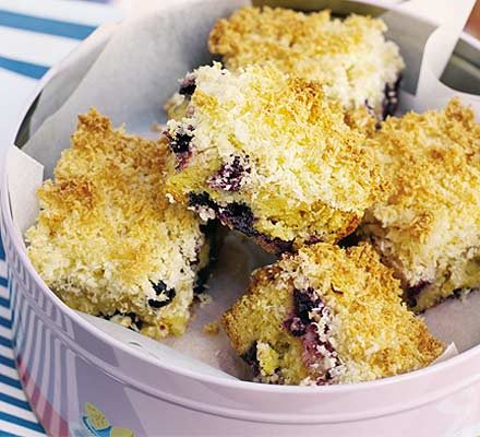 https://www.pontalo.net - Blueberry lemon cake with coconut crumble topping