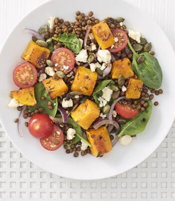 https://www.pontalo.net - Warm roasted squash and puy lentil salad