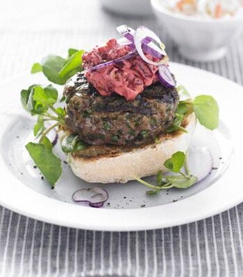 https://www.pontalo.net - Minted lamb burgers with beetroot mayo