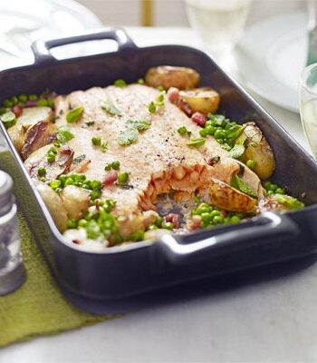 https://www.pontalo.net - Roast salmon with peas