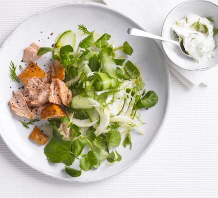 https://www.pontalo.net - Hot smoked salmon with fennel salad & lemon mayo