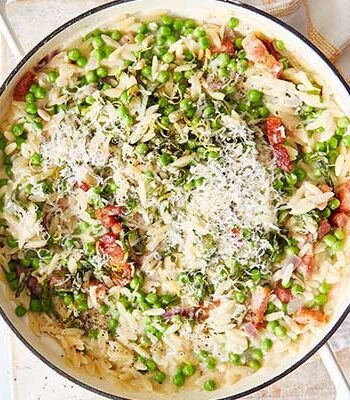 https://www.pontalo.net - Orzotto with pancetta & peas