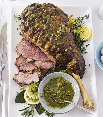 https://www.pontalo.net - Roast leg of lamb with basil & mint pesto