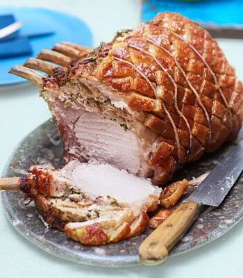 https://www.pontalo.net - Roast rack of pork with wild garlic stuffing