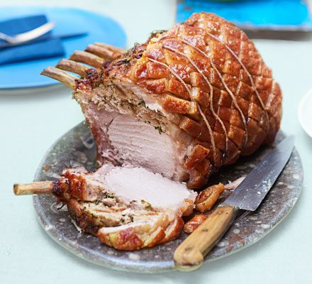 https://www.pontalo.net - Roast rack of pork with wild garlic stuffing