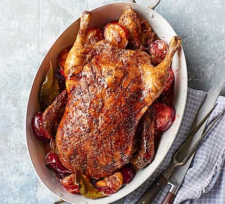 https://www.pontalo.net - Roast spiced duck with plums