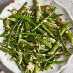 https://www.pontalo.net - Roast sugar snaps & green beans with tonnato dressing