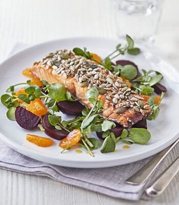 https://www.pontalo.net - Sticky seeded salmon with satsuma salad