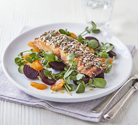 https://www.pontalo.net - Sticky seeded salmon with satsuma salad