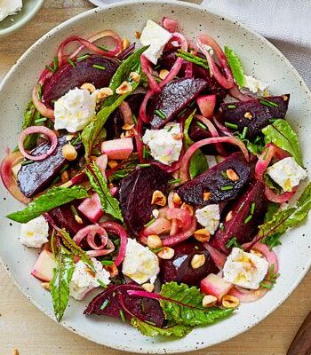 https://www.pontalo.net - Salt-baked beetroot with feta & pickled onions