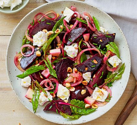 https://www.pontalo.net - Salt-baked beetroot with feta & pickled onions