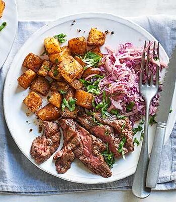 https://www.pontalo.net - Smoky steak with Cajun potatoes & spicy slaw